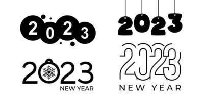 2023 new year logo text design set. 2023 number design template. Calendar simple icon vector