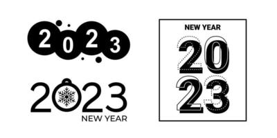 2023 new year logo text design set. 2023 number design template. Calendar simple icon vector