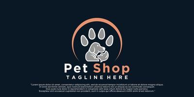 Pet shop logo style icon design with creative concept Premium Vector