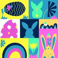 Easter poster in flat style - vector illustration. Holiday illustration for print, stickers, card, spring decor