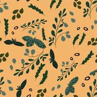 Basilica herbs Italian Vintage seamless pattern vector