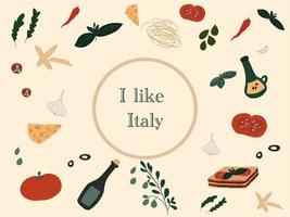 I like Italy set of Italian food vector