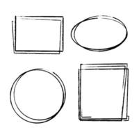 collection frames, hand drawn ink elements on white background vector