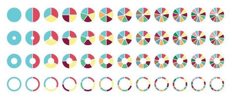 Circle pie charts round diagram sections or steps vector