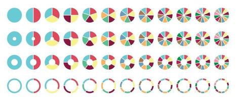 Circle pie charts round diagram sections or steps vector