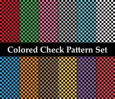 Colored Seamless Check Pattern Set On Black Background vector