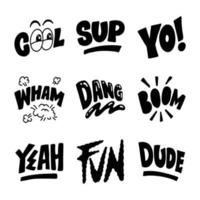 Hand drawing Words stickers vector set good for social media content, print base application, merchandise.