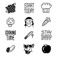 Cooking time icons or illustration vector set, good for social media content, print base application and merchandise.