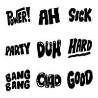 Hand drawing Words stickers vector set good for social media content, print base application, merchandise.