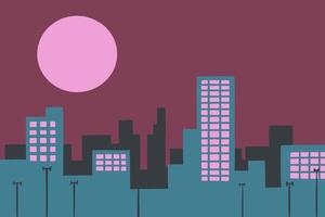 ciudad en noche plano ilustración vector