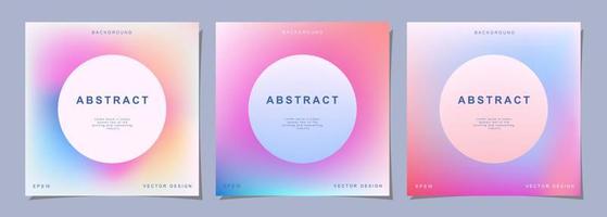 Set of colorful posters. Circle shape with neon lights. Abstract background with liquid gradient for banner, cover, social media posts. vector