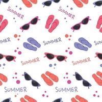 seamless colorful summer pattern with flip flops and glasses vector