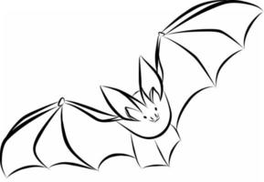 Bat black line. Flying bats. Cartoon bats. Line art. Drawing by hand. Doodle. Tattoo. vector