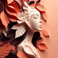 beauty woman wallpaper  paper cut style AI Generated photo