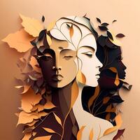 beauty woman wallpaper paper cut style photo