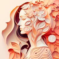 beauty woman wallpaper  paper cut style AI Generated photo