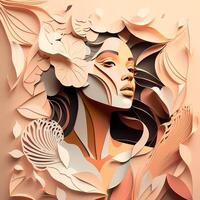 beauty woman wallpaper paper cut style photo