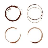 Vector coffee stain set isolated on white background. Cup ring splashes and circle drink marks