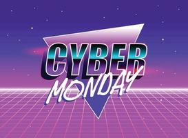 Cyber Monday Retro 80s sci-fi futuristic style background. Vector retro futuristic synth wave illustration