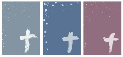 Set abstract background with christian religious cross vector