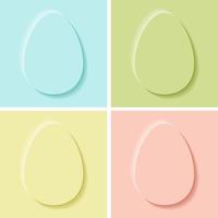 Set of Easter eggs in paper cut style. Spring pastel colours. Vector illustration.