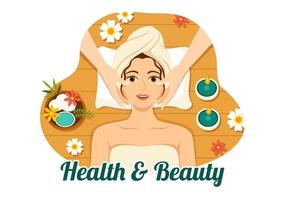 Beauty and Health Illustration with Natural Cosmetics and Eco Products for Problematic Skin or Treatment Face in Women Cartoon Hand Drawn Templates vector