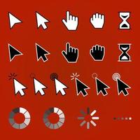 puntero cursor iconos web flechas cursores, ratón haciendo clic y agarrar mano píxel icono. computadora punteros, Internet cursor hacer clic. vector aislado símbolos colección