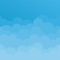 Blue sky with white clouds landscape background. Border of cloud flat cartoon style. Cloudy heaven scene layered effect. Design panorama for banner, poster, flyer, card, web design Vector illustration