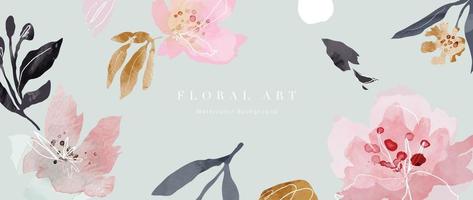 Abstract floral background vector. Spring plant watercolor hand drawn flowers with watercolor texture. Design illustration for wallpaper, banner, print, poster, cover, greeting and invitation card. vector