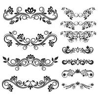 Floral swirl decorative ornament set vector