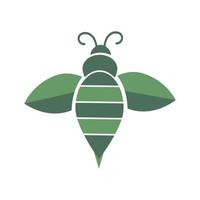 green bee agricultural logo and vector icon