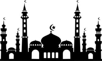 Silhouette Mosque in black color in Indonesia. Mosque to make ramadan design. Vector