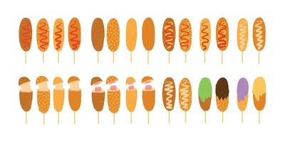 Vector hand drawn flat design Corn Dog illustration