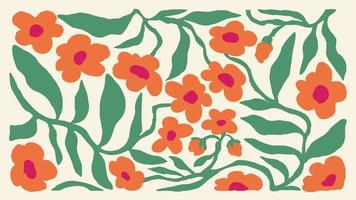 matisse Arte antecedentes vector. resumen natural mano dibujado modelo diseño con flores, hojas, sucursales. sencillo contemporáneo estilo ilustrado diseño para tela, imprimir, cubrir, bandera, fondo de pantalla. vector