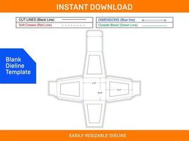 Custom window box dieline template and 3D box Blank dieline template vector