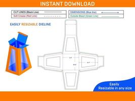 personalizado ventana caja dieline modelo y 3d caja caja dieline y 3d caja vector