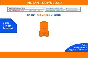 Invitation envelope 2x3 inch dieline template and 3d envelope Color Design Template vector
