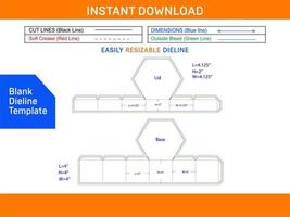 hexagonal caja con tapa, regalo caja dieline modelo blanco dieline modelo vector