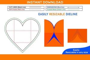 corazón conformado sobre dieline modelo y 3d sobre diseño caja dieline y 3d caja vector