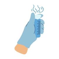 Liquid nitrogen cooling for cryogenic treatment. Concept of targeted frozen surgery for skin and prostate health. Healthcare worker hand holding a test tube with Nitrogen vector