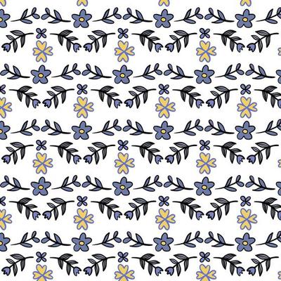 Easter pattern with flowers. Easter holiday drawings or stickers collection for postcards and decor. Vector