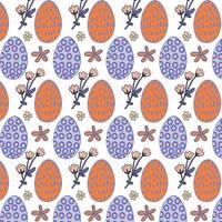 Easter Eggs with seamless ornament pattern, Vector