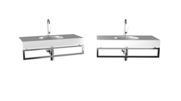ceramic washbasin with stainless water tap in modern minimal style png