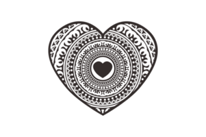 Valentijn dag - zwart mandala liefde ornament kunst ontwerp png