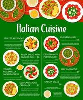 Italian cuisine restaurant meals menu page design vector