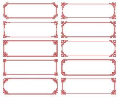 Chinese red frames, borders, Asian geometric lines vector
