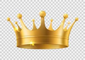 Rey o reina realista dorado, brillante corona vector