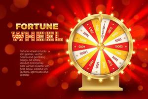 Fortune wheel spin vector banner, jackpot, big win