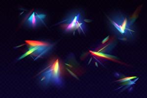 prisma luz, arco iris cristal llamarada reflexión lente vector