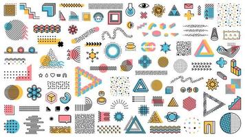 Memphis geometric shapes, abstract minimal lines vector